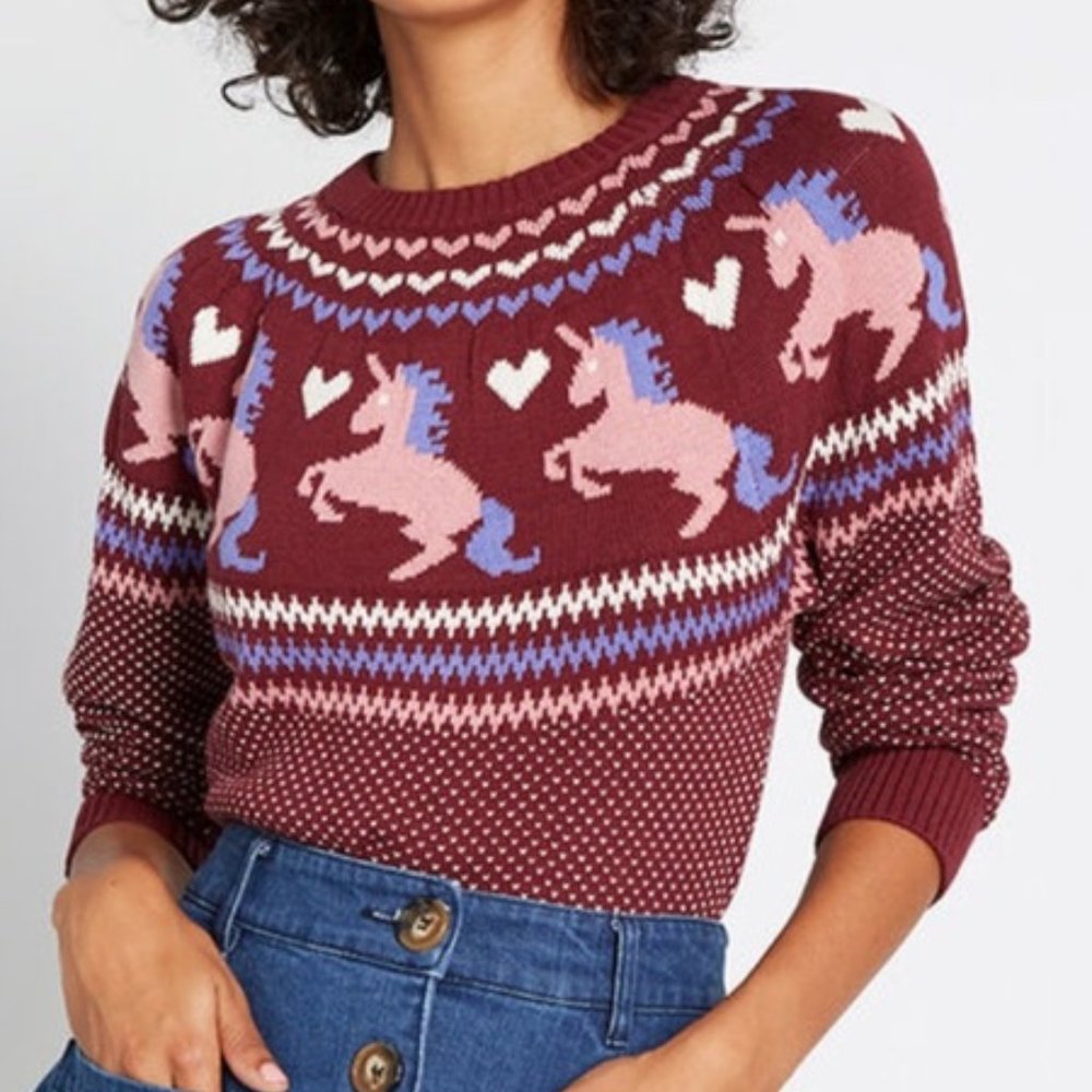 Modcloth Unicorn Fair Isle Sweater